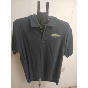 universal studios florida polo shirt mens size L short sleeve collared Black